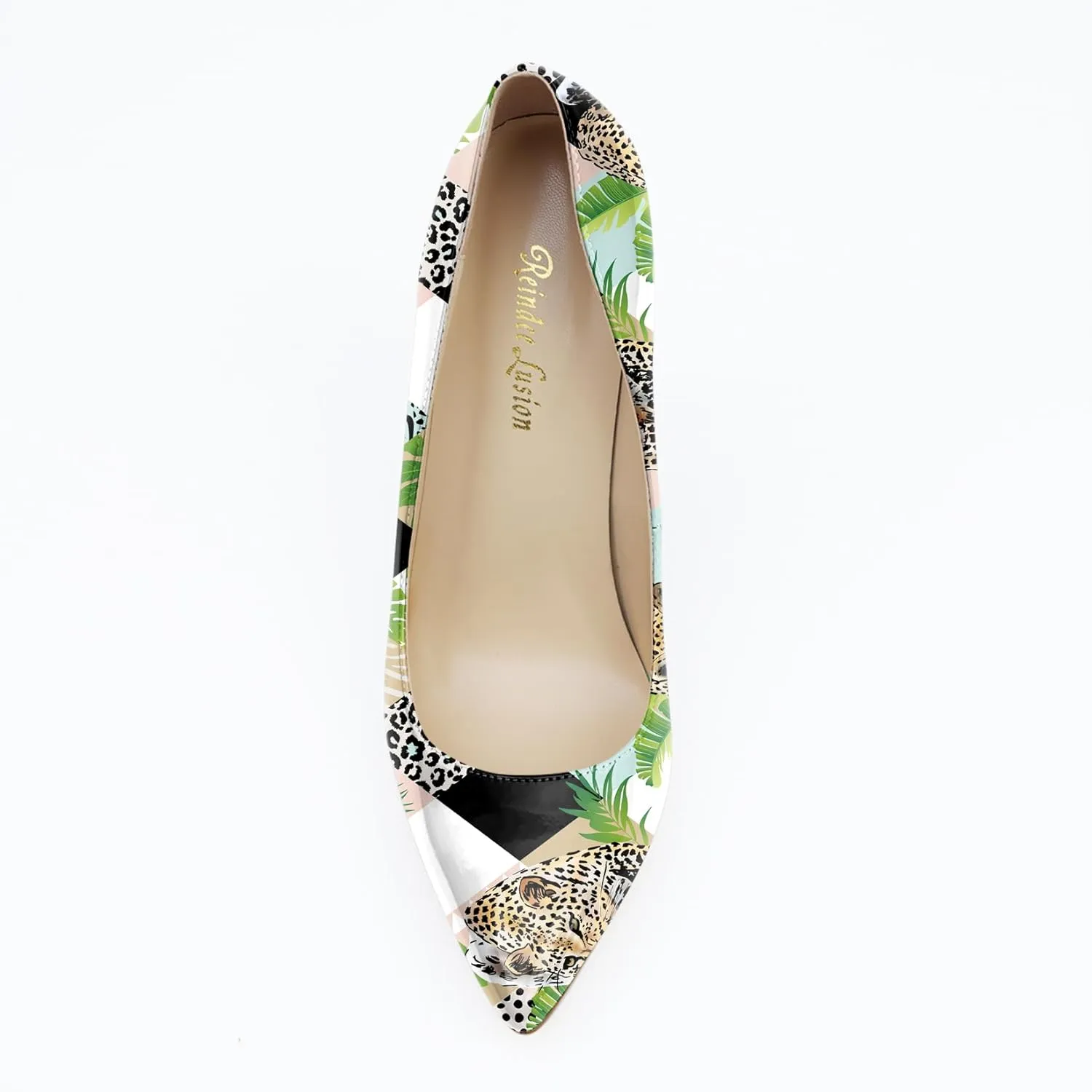 Reindee Lusion Womens High Stiletto Heels Pumps Music Note Printed Closed Toe Sexy Shoes