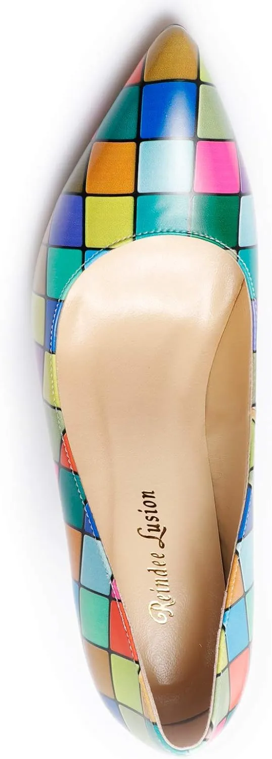 Reindee Lusion Womens High Stiletto Heels Pumps Music Note Printed Closed Toe Sexy Shoes