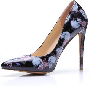Reindee Lusion Womens High Stiletto Heels Pumps Music Note Printed Closed Toe Sexy Shoes