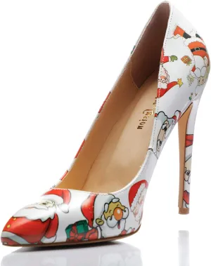 Reindee Lusion Womens High Stiletto Heels Pumps Music Note Printed Closed Toe Sexy Shoes