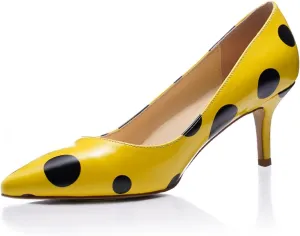 Reindee Lusion Womens Low Kitten Comfortable High Heels Music Note Printed Closed Toe Sexy Pumps Shoes