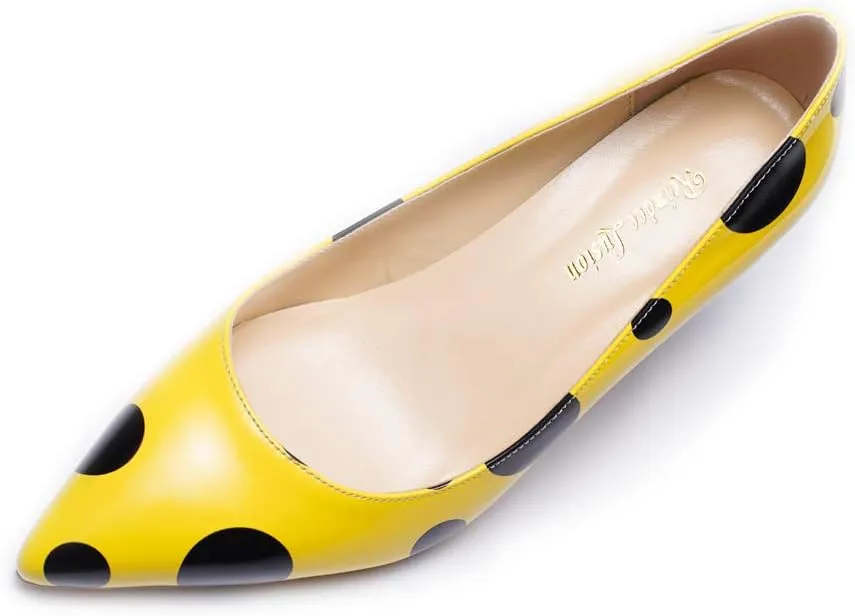 Reindee Lusion Womens Low Kitten Comfortable High Heels Music Note Printed Closed Toe Sexy Pumps Shoes