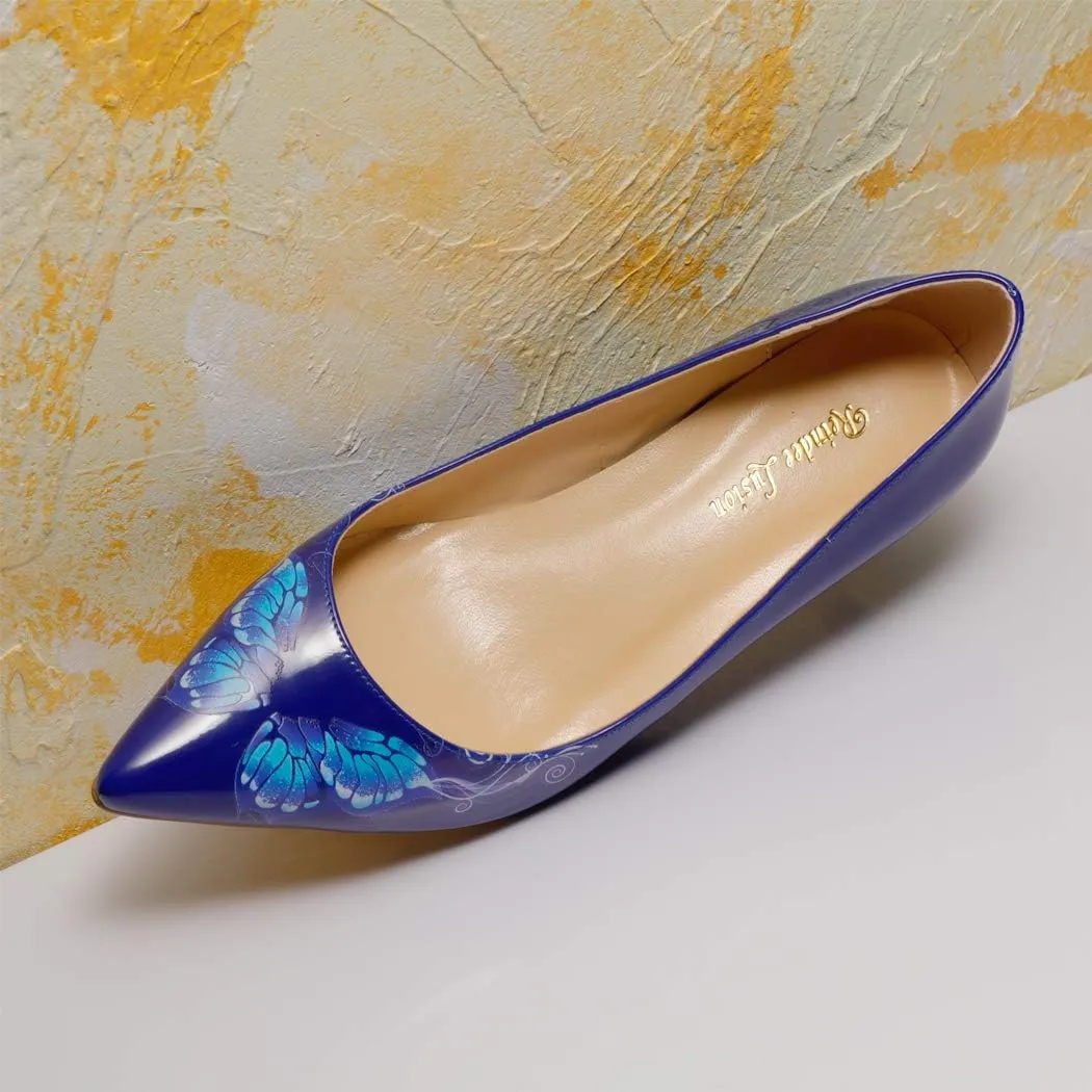 Reindee Lusion Womens Low Kitten Comfortable High Heels Music Note Printed Closed Toe Sexy Pumps Shoes