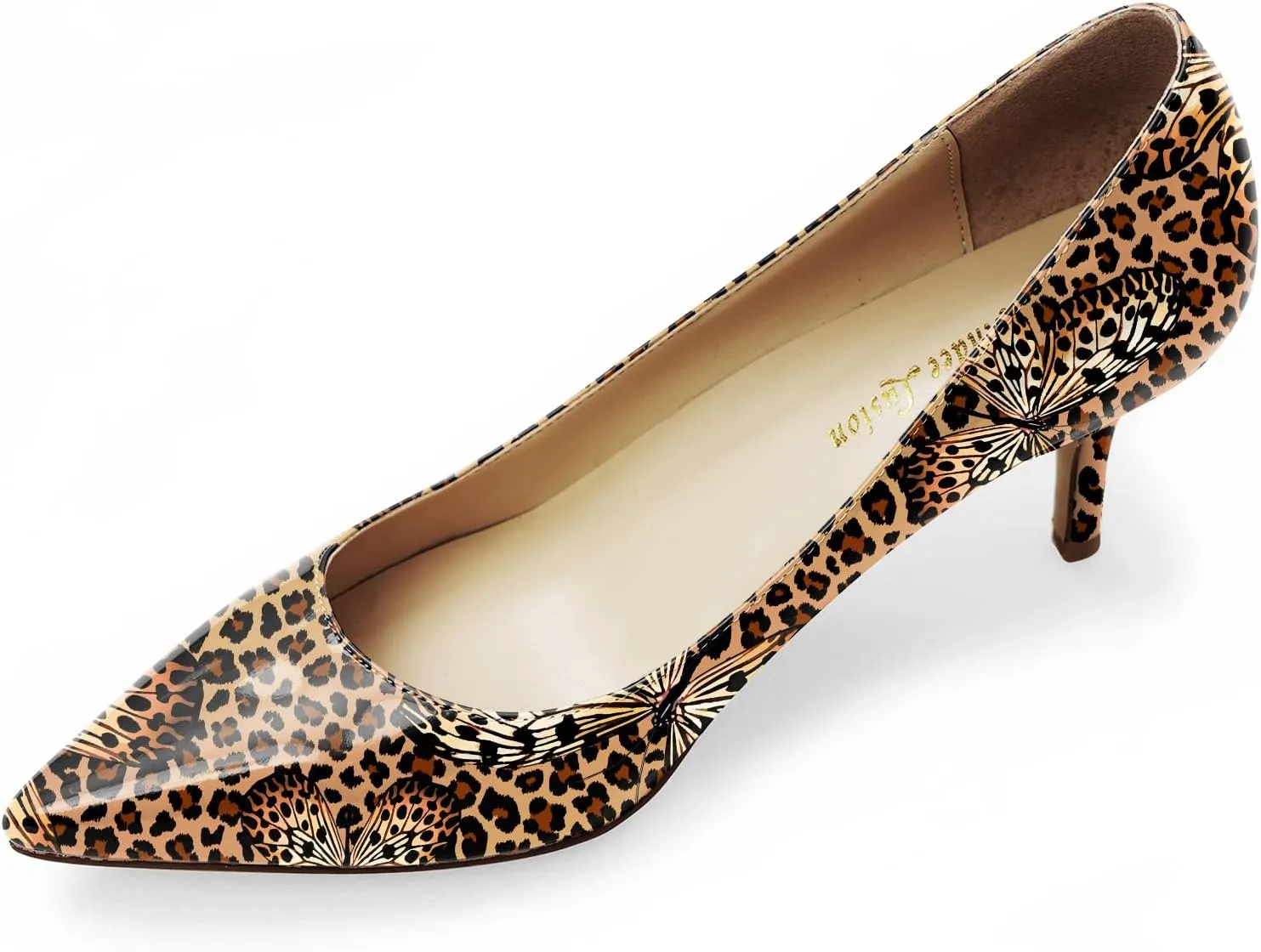 Reindee Lusion Womens Low Kitten Comfortable High Heels Music Note Printed Closed Toe Sexy Pumps Shoes