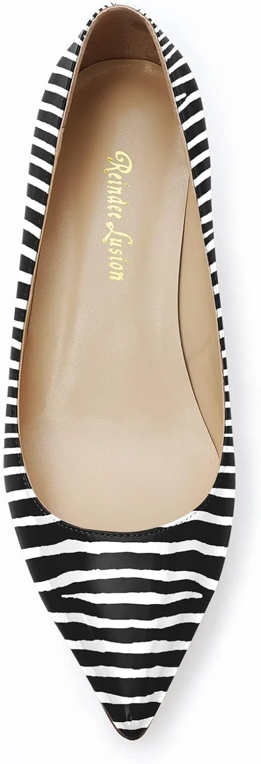 Reindee Lusion Womens Low Kitten Comfortable High Heels Music Note Printed Closed Toe Sexy Pumps Shoes