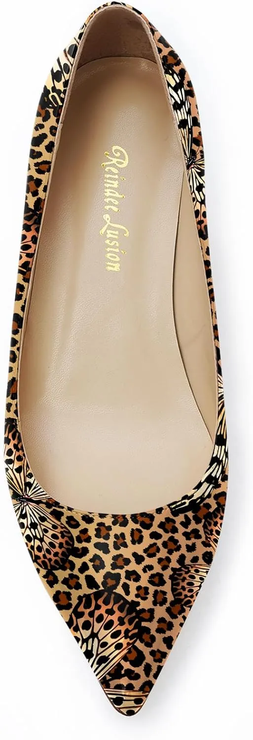 Reindee Lusion Womens Low Kitten Comfortable High Heels Music Note Printed Closed Toe Sexy Pumps Shoes