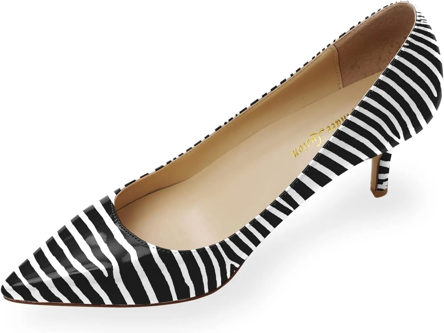 Reindee Lusion Womens Low Kitten Comfortable High Heels Music Note Printed Closed Toe Sexy Pumps Shoes