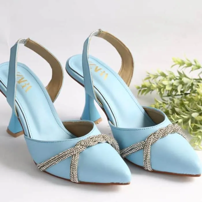 Rhinestone Decor Slingback Heels #10389 #22