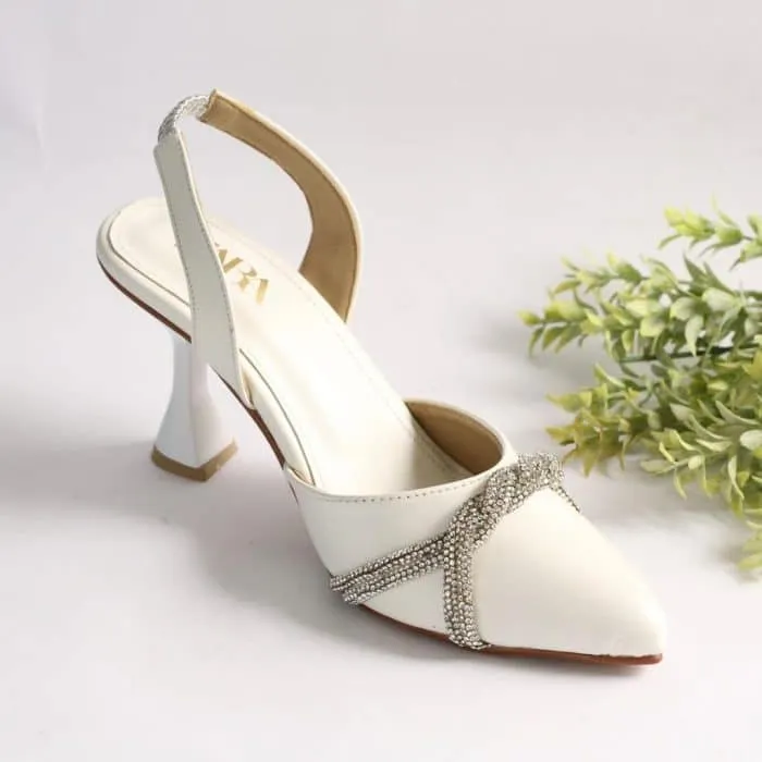 Rhinestone Decor Slingback Heels #10389 #22