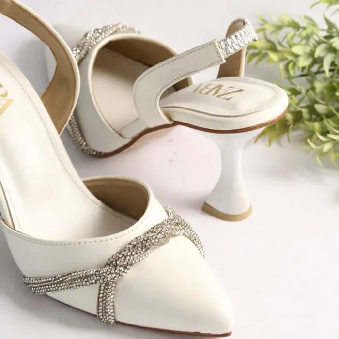 Rhinestone Decor Slingback Heels #10389 #22
