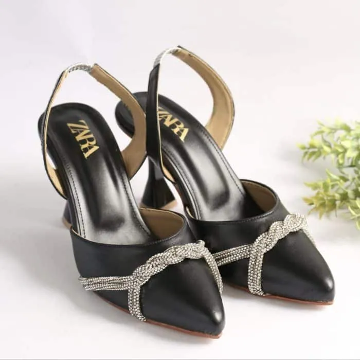 Rhinestone Decor Slingback Heels #10389 #22
