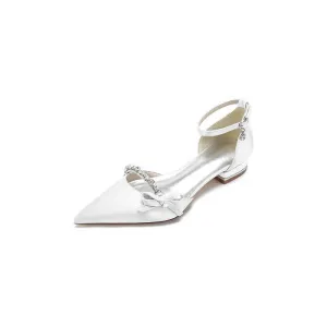 Rhinestone Pointed Toe Kitten Heels With Bow
