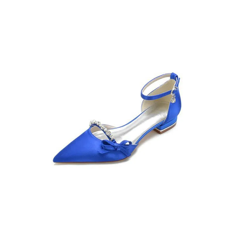Rhinestone Pointed Toe Kitten Heels With Bow