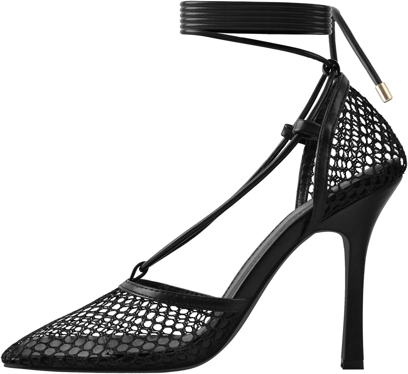 Richealnana Women's Square Toe Mesh Lace Up Strappy Sexy Sandals
