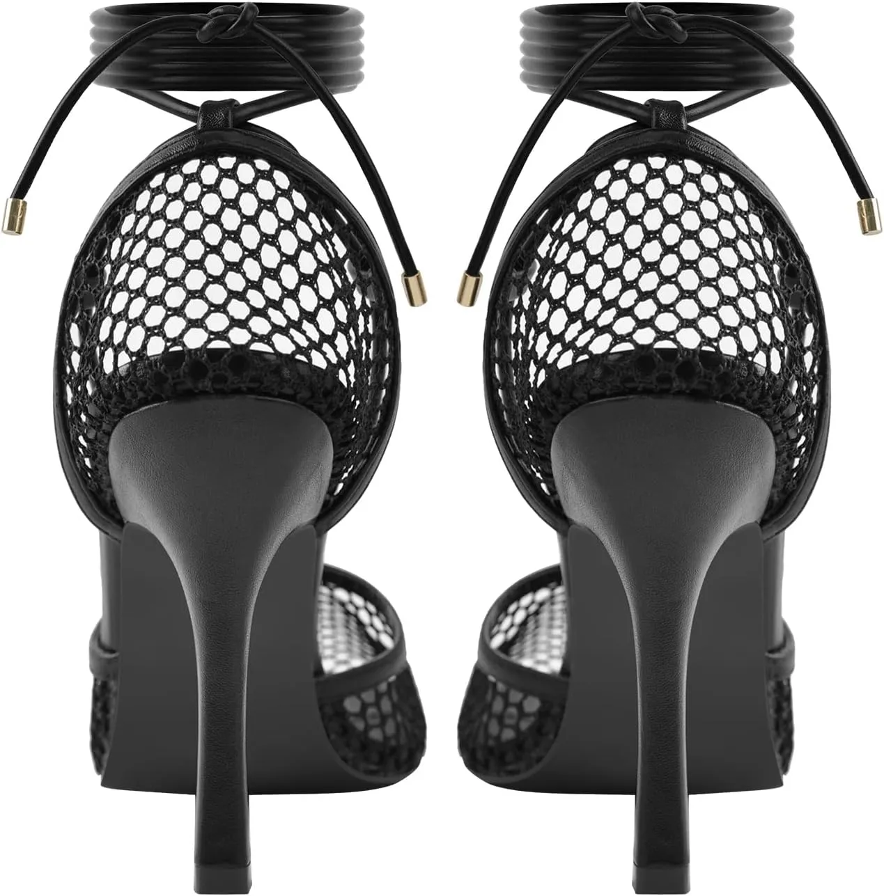 Richealnana Women's Square Toe Mesh Lace Up Strappy Sexy Sandals