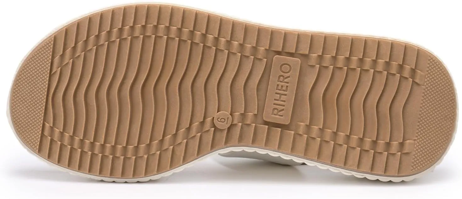 Rihero Women's Comfortable Walking Sandals Casual Summer Outdoor Open Toe Low Flatform Platform Wedge Sandals