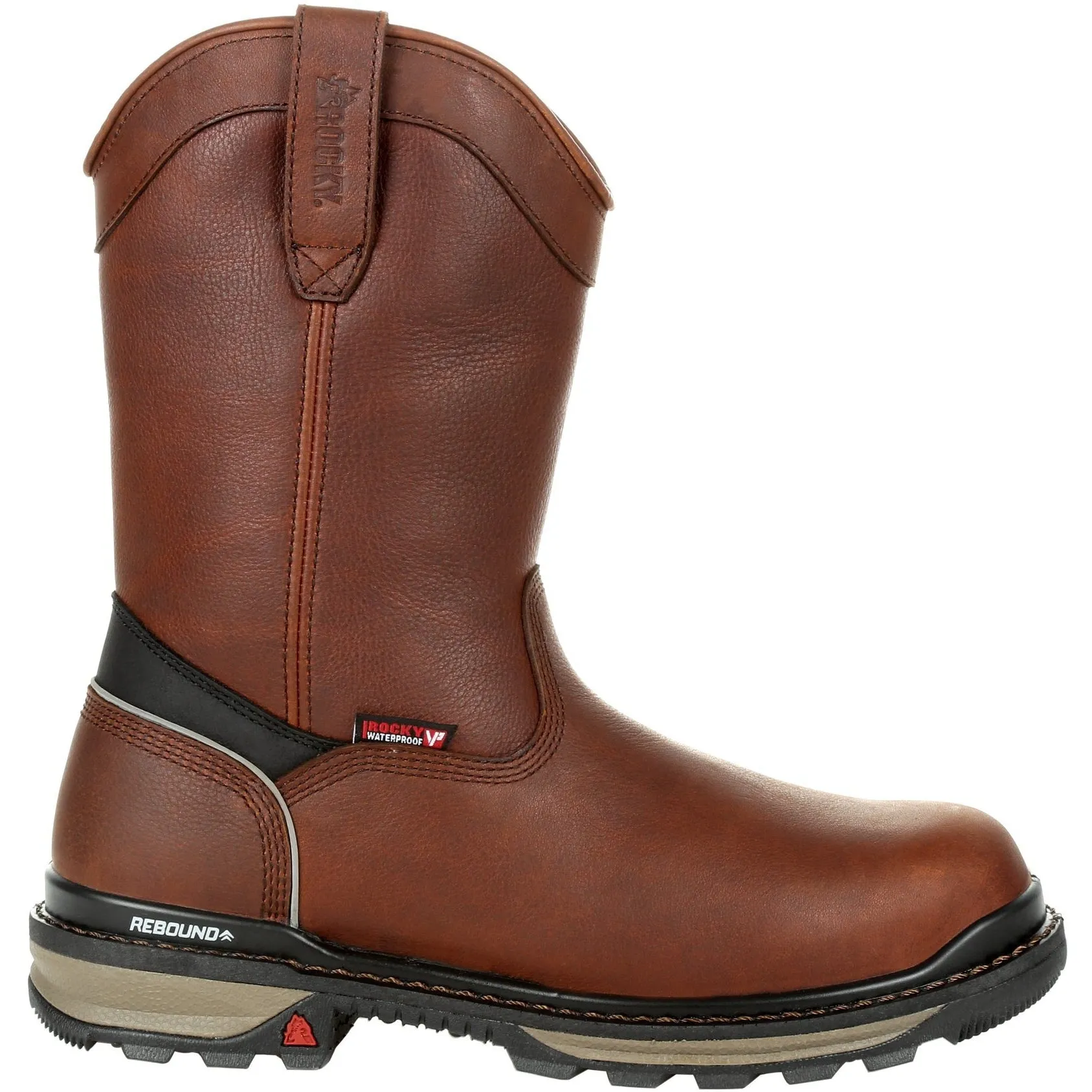 Rocky Men's Rams Horn 10" Composite Toe Waterproof Pull-On Work Boot- Brown- RKK0315