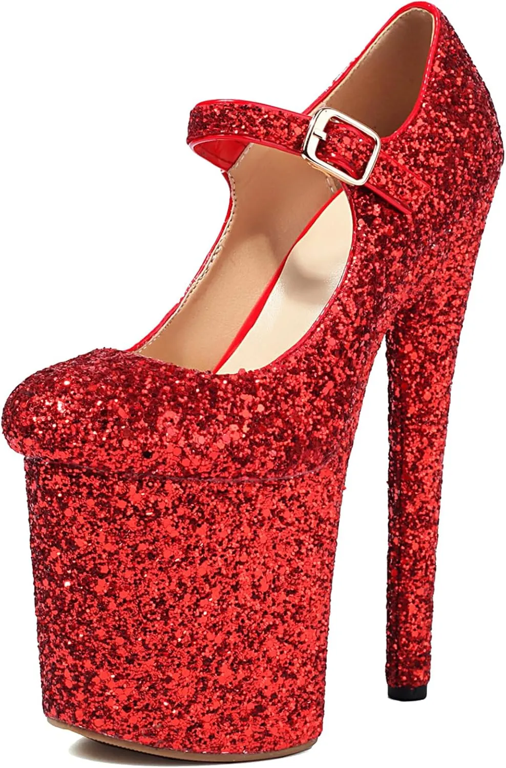 Roimaash Women Pole Dance Heels Stiletto High Heels Mary Jane Pumps Platform