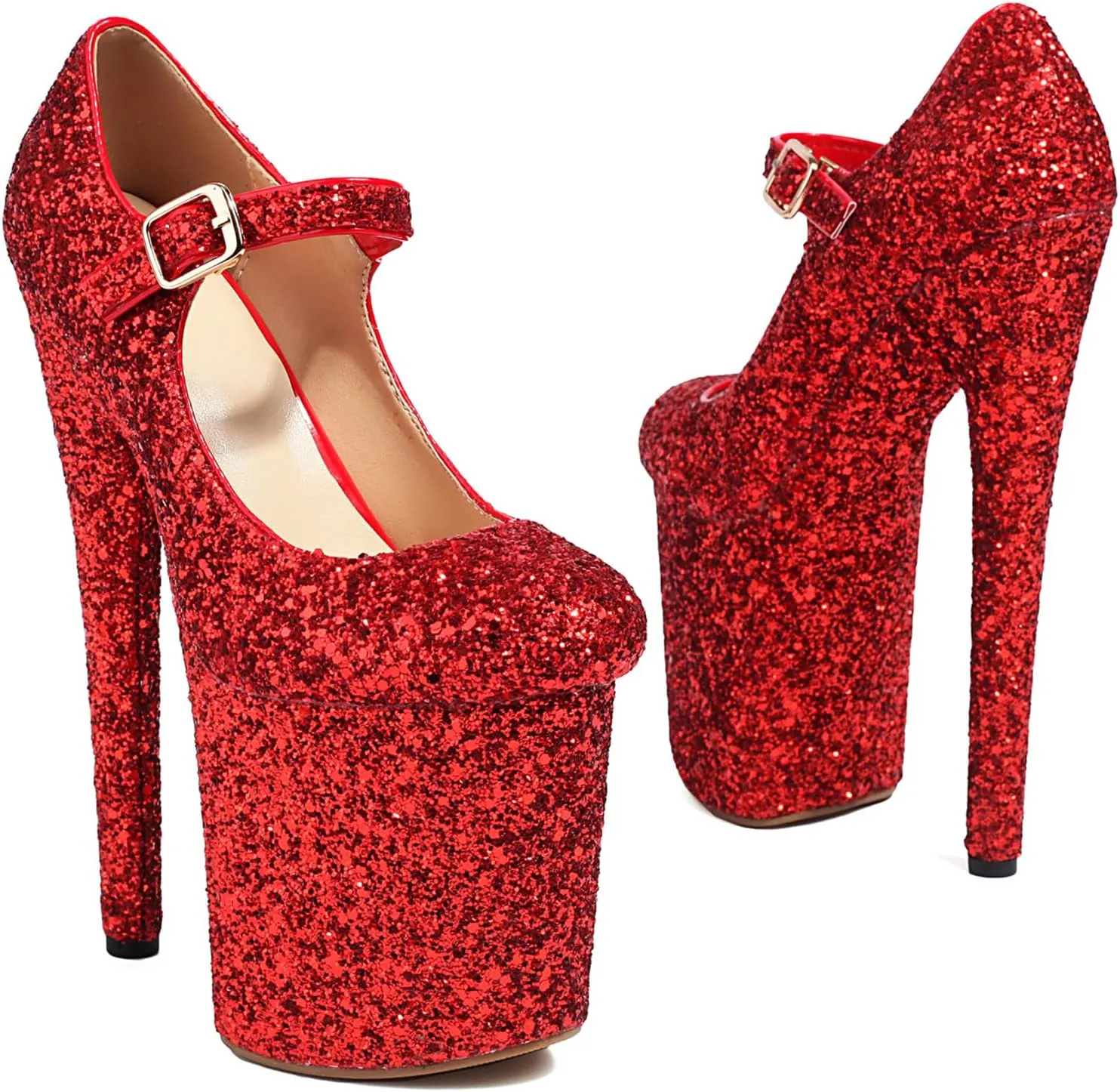 Roimaash Women Pole Dance Heels Stiletto High Heels Mary Jane Pumps Platform