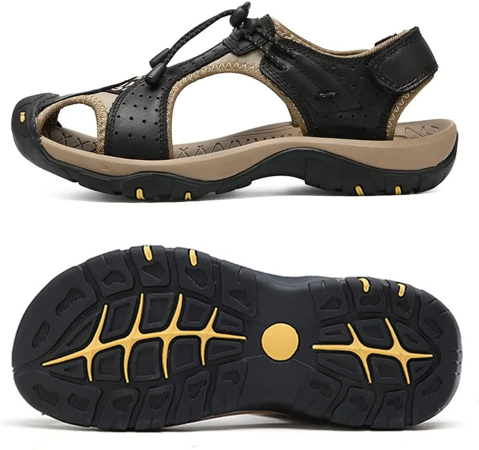 Rojeam Mens Casual Walking Sandals Closed Toe Beach Shoes Sports Outdoor Sandals Summer Sandals for Hiking Trekking