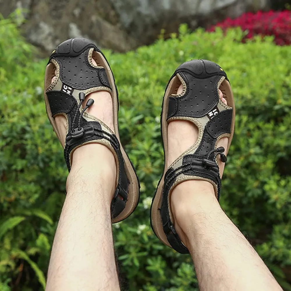 Rojeam Mens Casual Walking Sandals Closed Toe Beach Shoes Sports Outdoor Sandals Summer Sandals for Hiking Trekking