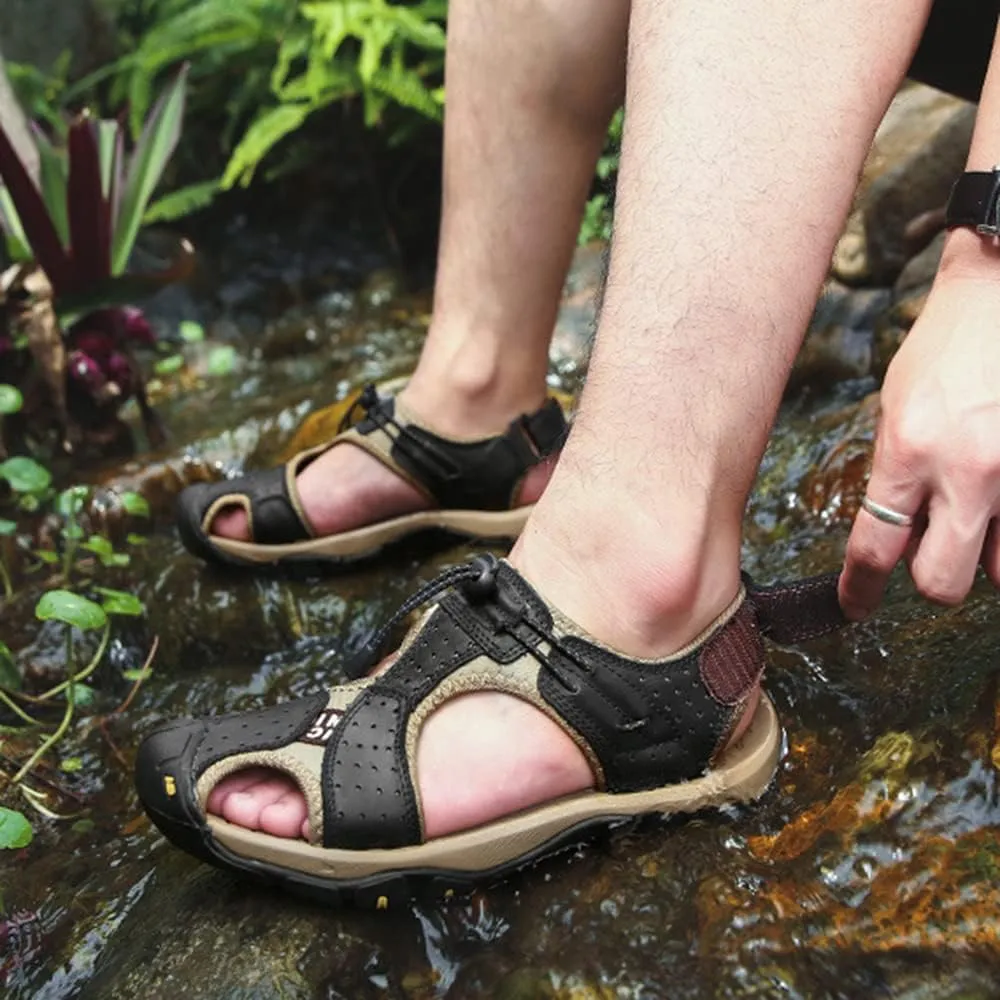 Rojeam Mens Casual Walking Sandals Closed Toe Beach Shoes Sports Outdoor Sandals Summer Sandals for Hiking Trekking