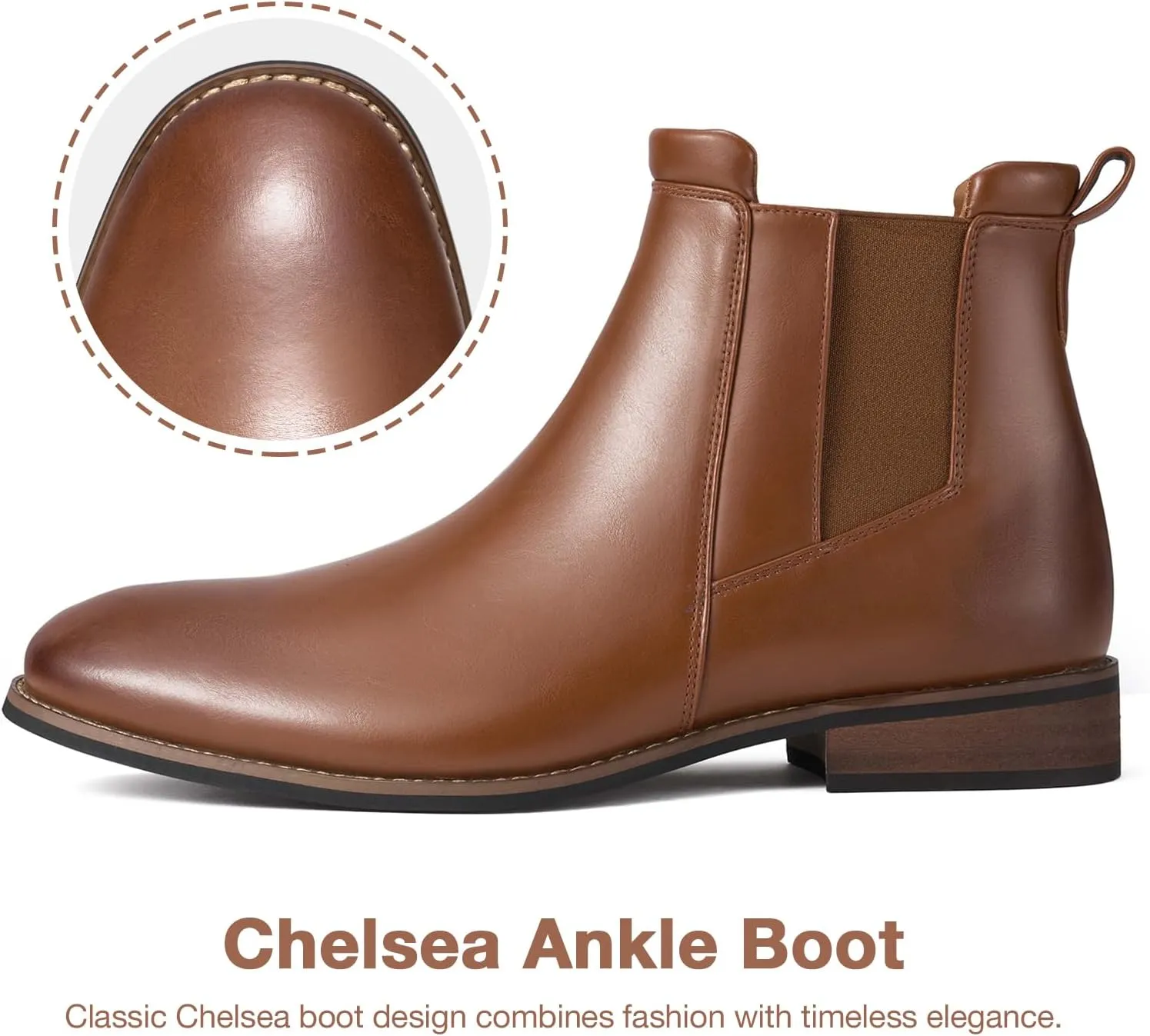 Rollda Mens Chelsea Boots Casual Ankle Boots Dress Boots Elastic Slip on Boots for Men