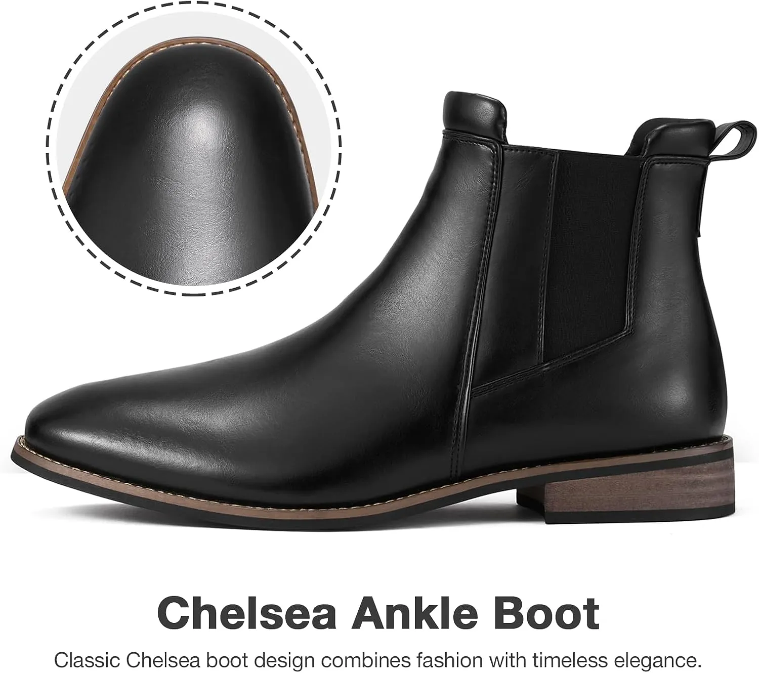 Rollda Mens Chelsea Boots Casual Ankle Boots Dress Boots Elastic Slip on Boots for Men