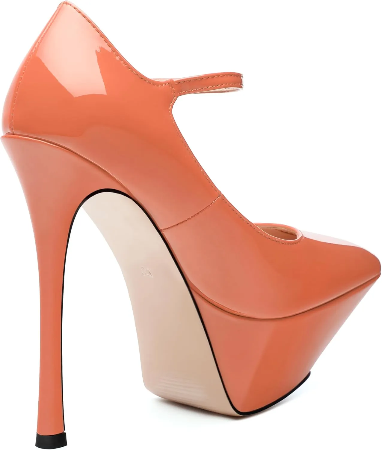 ROSERWISH Platform Heels for Women Pointed Toe Stiletto Pumps High Heels Closed Toe Ankle Strap Mary Janes Patent 6 Inch Wedding Party Nightclub Dress Shoes