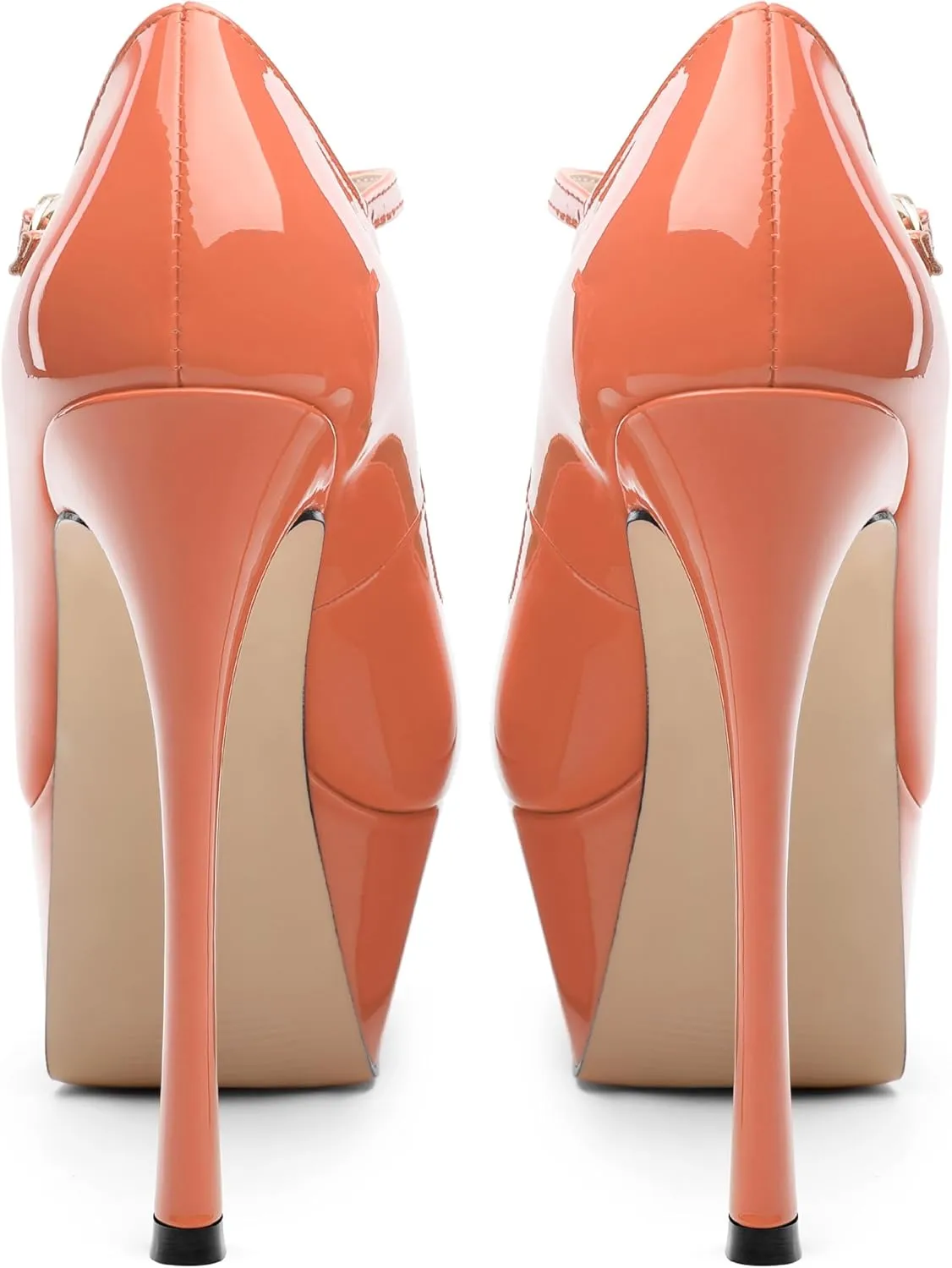 ROSERWISH Platform Heels for Women Pointed Toe Stiletto Pumps High Heels Closed Toe Ankle Strap Mary Janes Patent 6 Inch Wedding Party Nightclub Dress Shoes