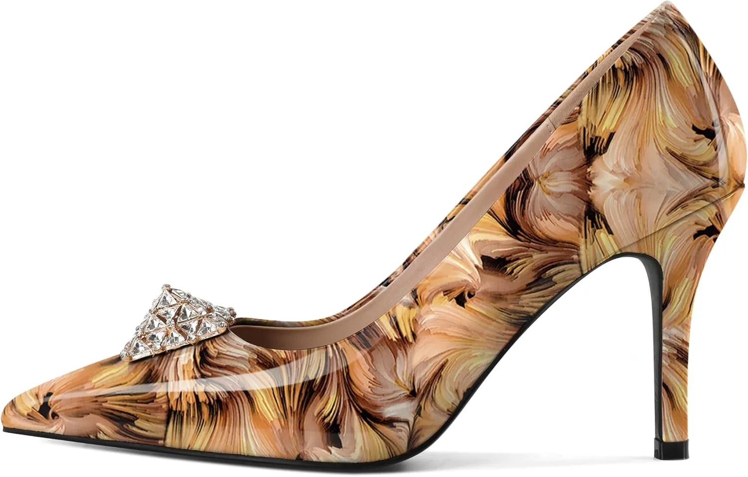 SAMMITOP Women's High Heels Pumps Closed Pointed Toe Stiletto 3.5 Inch Heels Rhinestone Pumps Dress Wedding Shoes