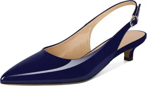 SAMMITOP Womens Slingback Kitten Heels Closed Pointed Toe Low Heels Slip On Comfortable Work Pumps Dress Shoes 1.4 Inch