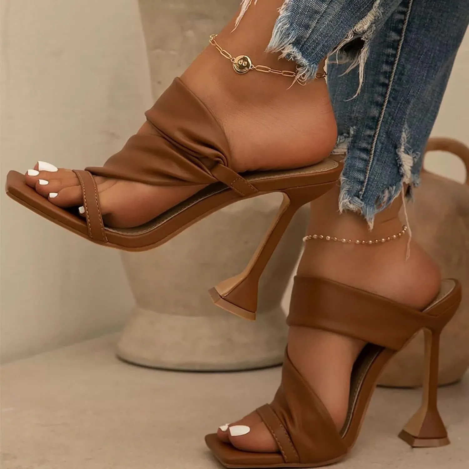 Sandals for Women 2025 Heeled Sandals Chunky Sandals Block Heel Sandals Heels Sandals Square Toe Sandals For Women