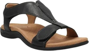 Sandals for Women Casual Summer Leather Sandal Platform Wedge Sandal Comfort Arch Support Cooling Gel Padding and an Adjustable Fit Walking Comfort Sandals,Black,US9/EU41