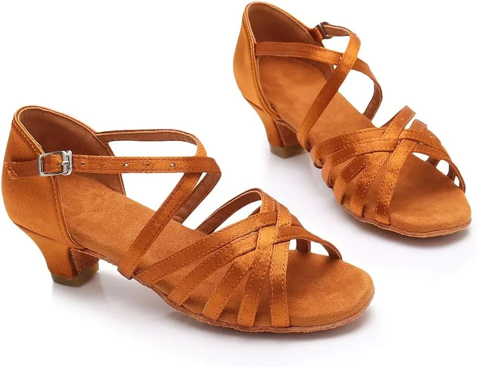 Sandals Women 2025 Fashion Latin Dance Shoes Ballroom Mid Heel Dance Shoes Strappy Wedding Bridesmaid Shoes