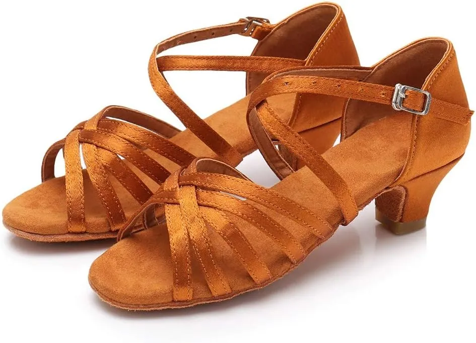 Sandals Women 2025 Fashion Latin Dance Shoes Ballroom Mid Heel Dance Shoes Strappy Wedding Bridesmaid Shoes