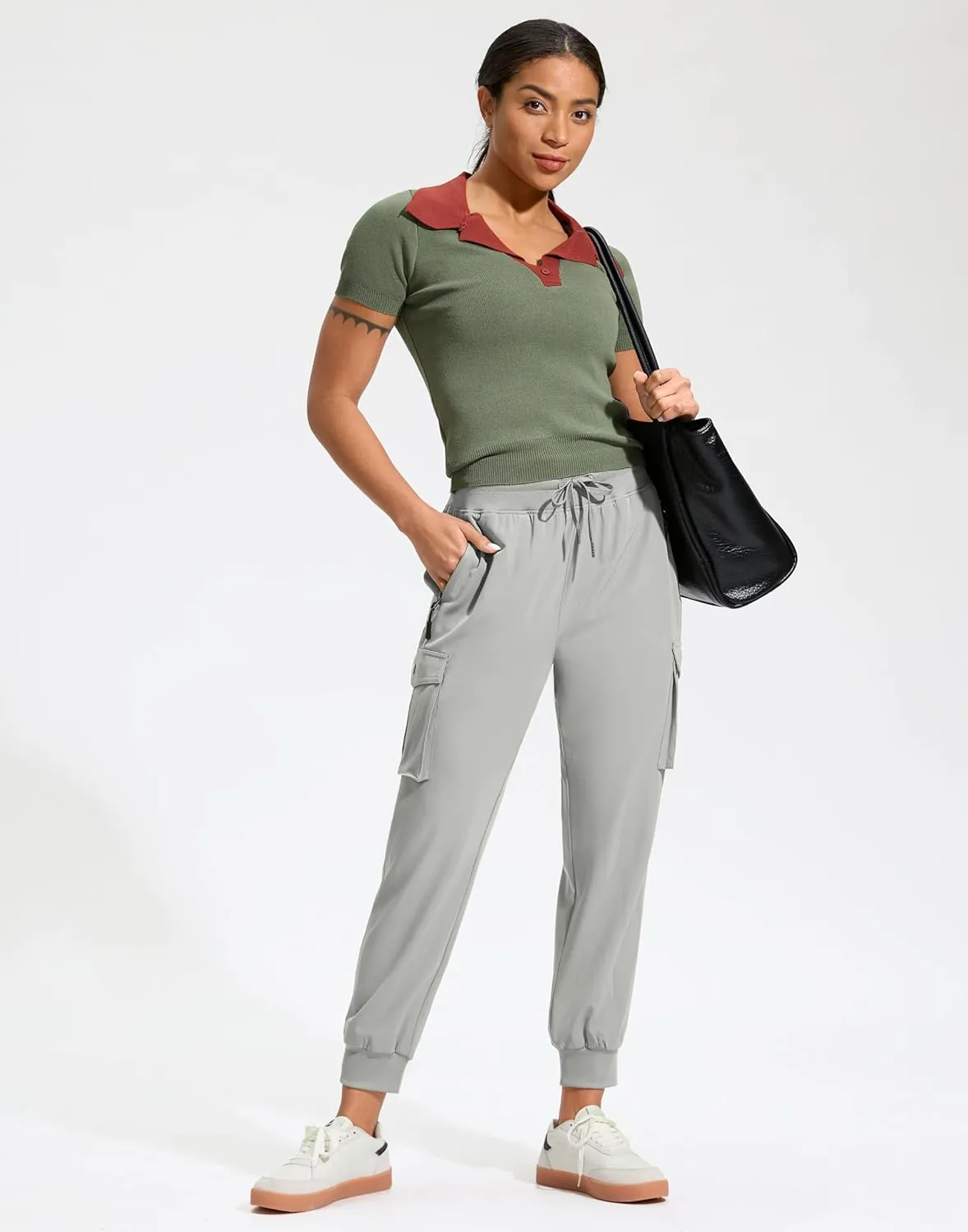 SANTINY Women's Cargo Pants with 6 Pockets Lightweight Quick Dry Travel Hiking Pants Casual Summer Joggers