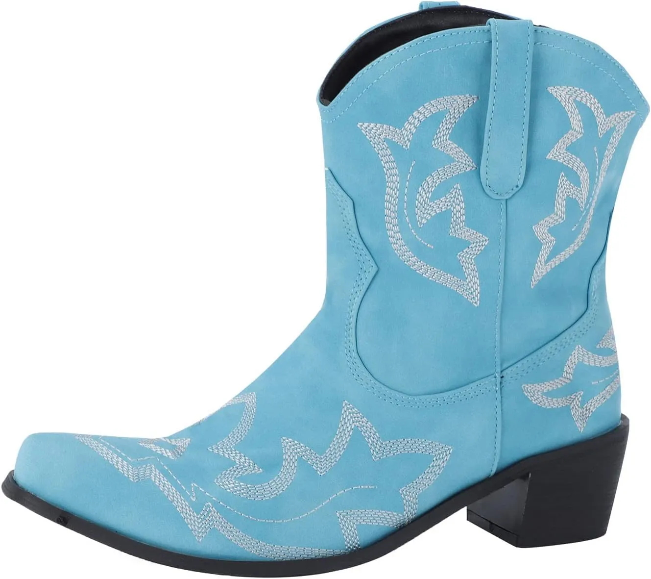SBGMoSJ Women's Ankle Boots & Booties 7.5 Wide Blue Ankle Booties for Women Dressy V Cutout Ankle Boots for Women Beige Booties for Women Chunky Heel Red Cowboy Booties Women Ankle Boots