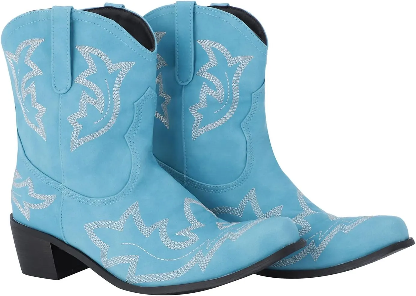SBGMoSJ Women's Ankle Boots & Booties 7.5 Wide Blue Ankle Booties for Women Dressy V Cutout Ankle Boots for Women Beige Booties for Women Chunky Heel Red Cowboy Booties Women Ankle Boots
