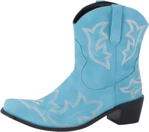 SBGMoSJ Women's Ankle Boots & Booties 7.5 Wide Blue Ankle Booties for Women Dressy V Cutout Ankle Boots for Women Beige Booties for Women Chunky Heel Red Cowboy Booties Women Ankle Boots