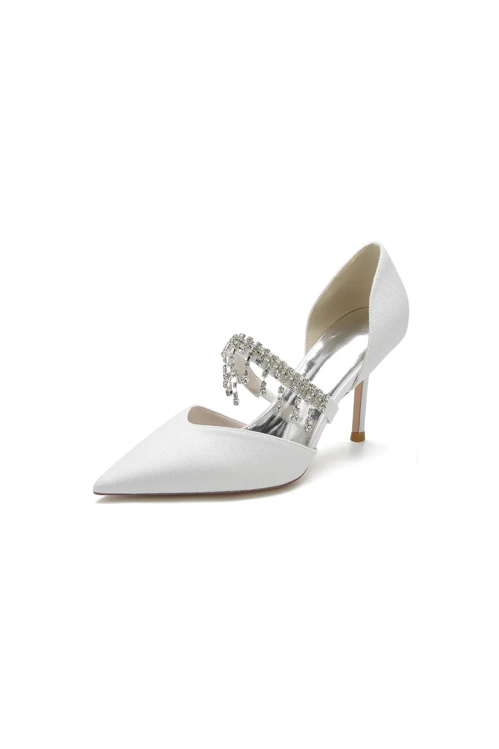 Sequin Crystal Strap Pointed Toe High Heels