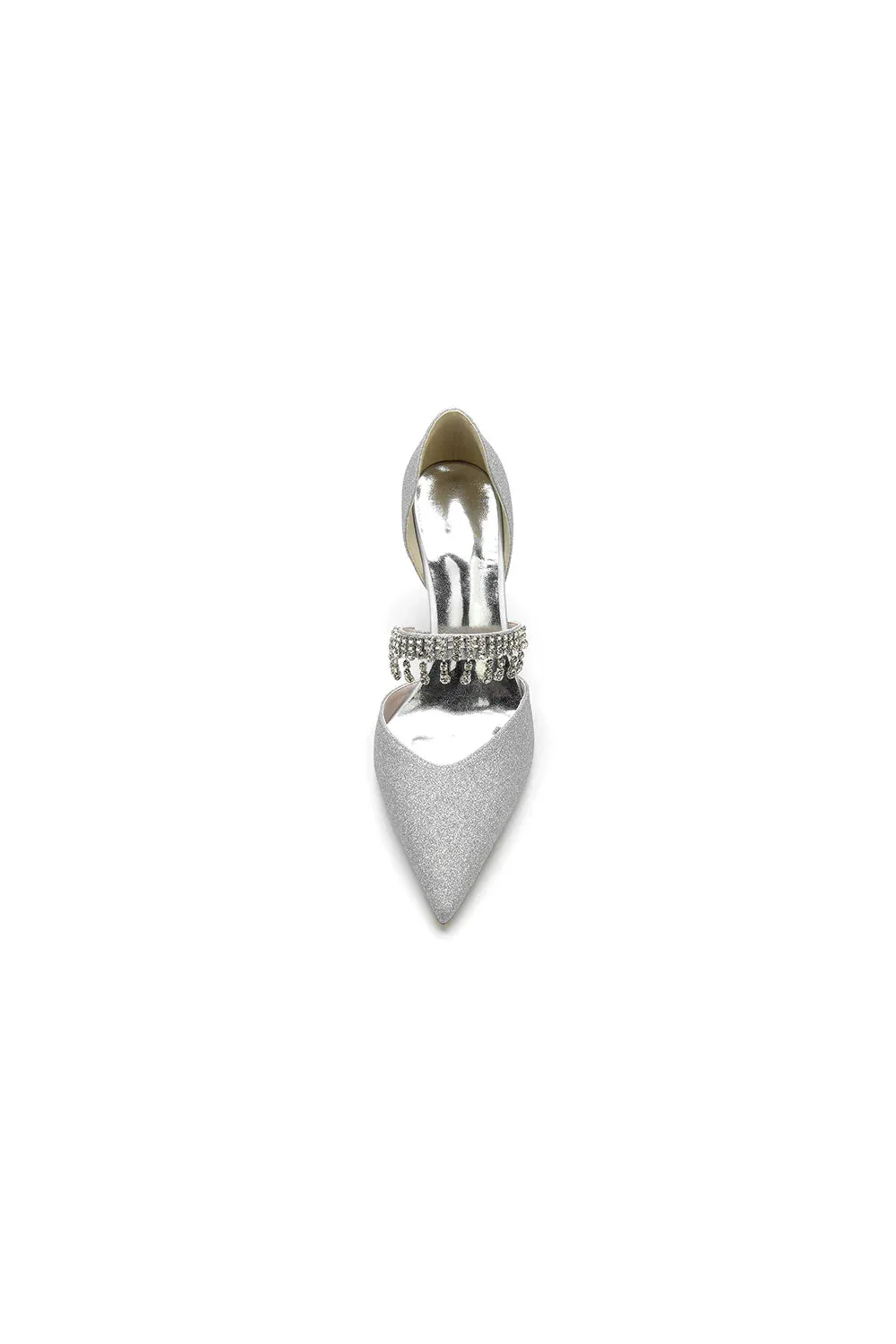 Sequin Crystal Strap Pointed Toe High Heels