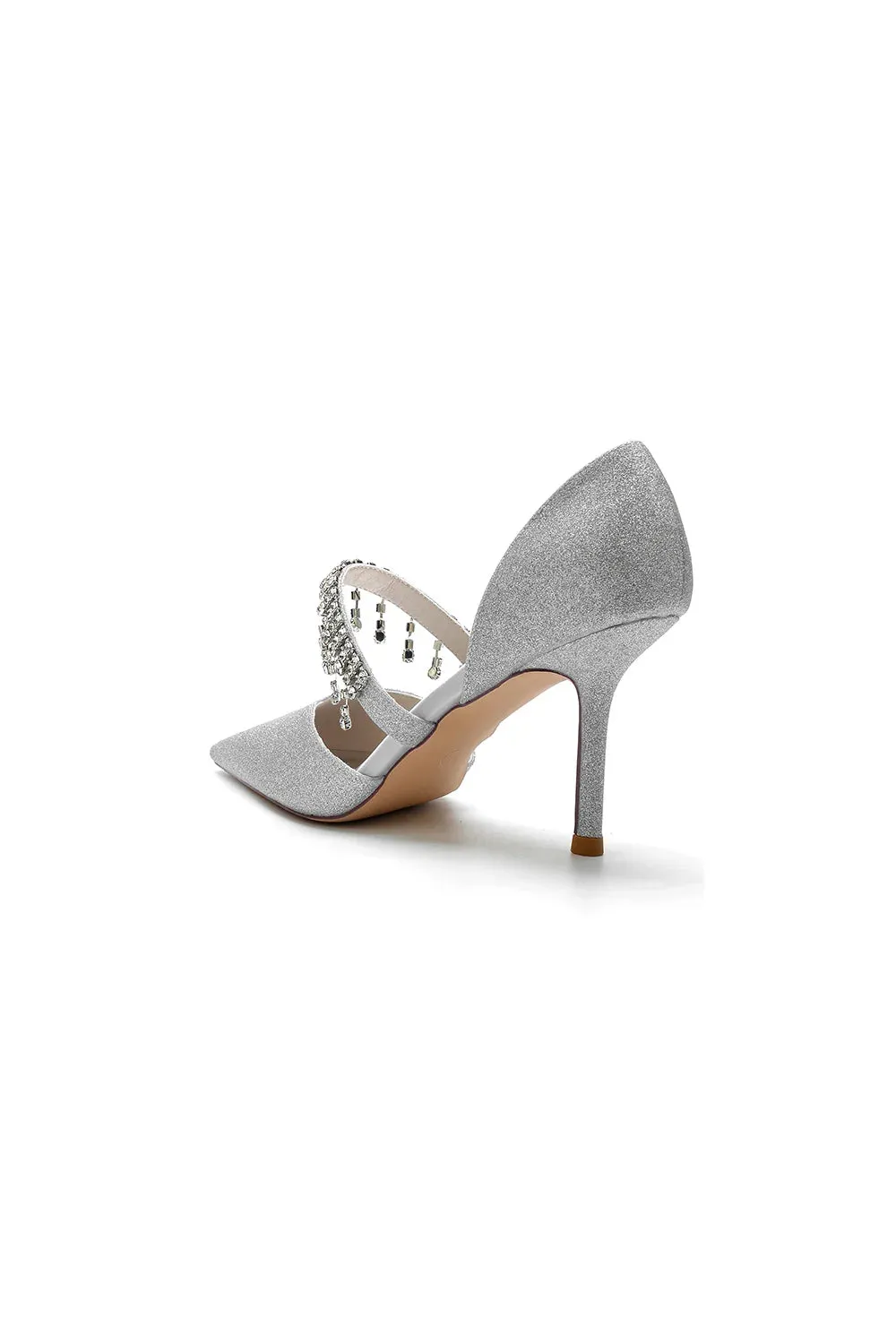 Sequin Crystal Strap Pointed Toe High Heels