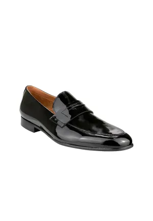 SEVILLE Men's Moc Toe Penny Loafer Black Patent