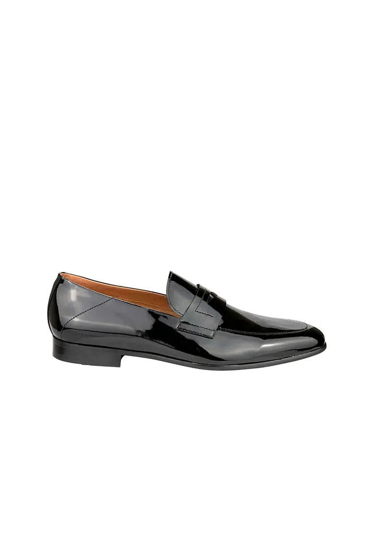 SEVILLE Men's Moc Toe Penny Loafer Black Patent