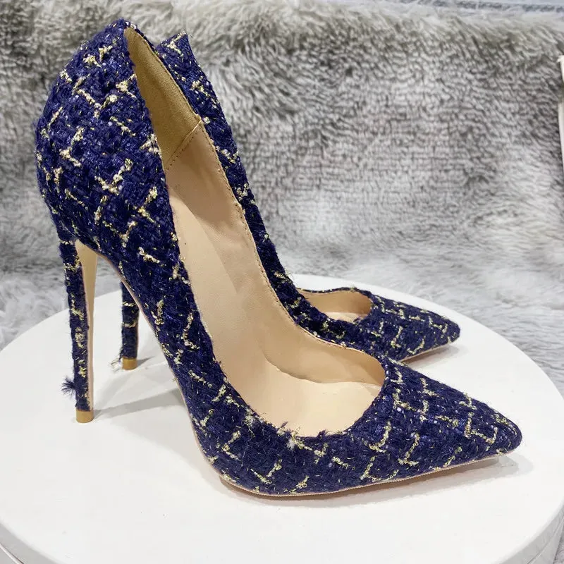 sexy 12cm Wool high heels  sexy party high heels
