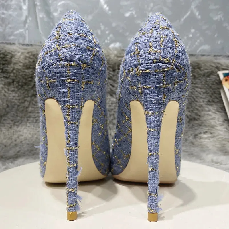 sexy 12cm Wool high heels  sexy party high heels