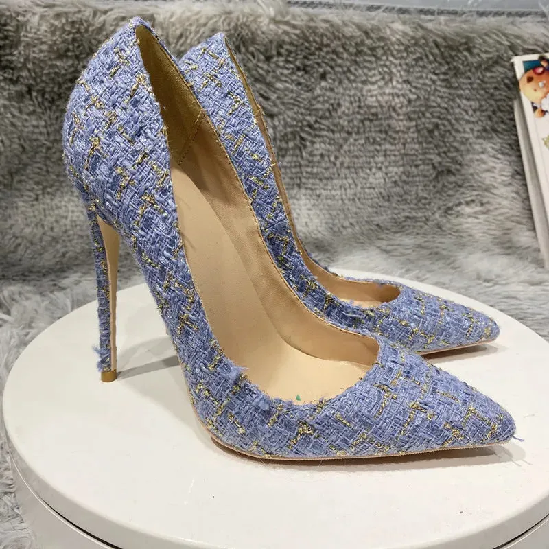 sexy 12cm Wool high heels  sexy party high heels