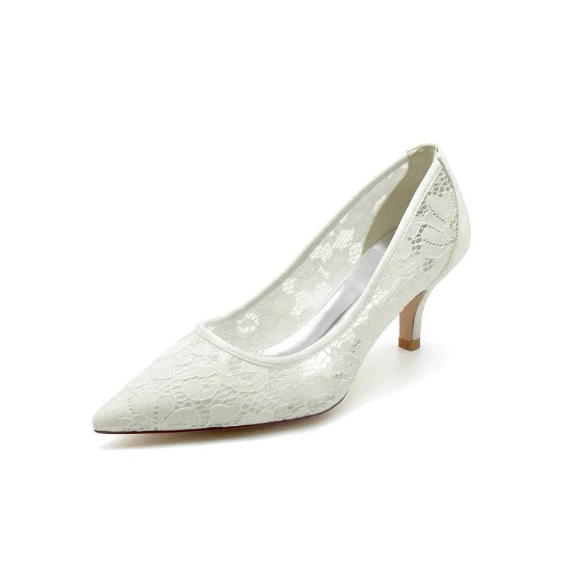 Sexy Pointed Toe High Heels with Lace Mesh Hollow Out