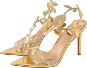sexytag Clear Stiletto High Heels Pointed Open Toe Strappy Slingback Heeled Sandals for Women